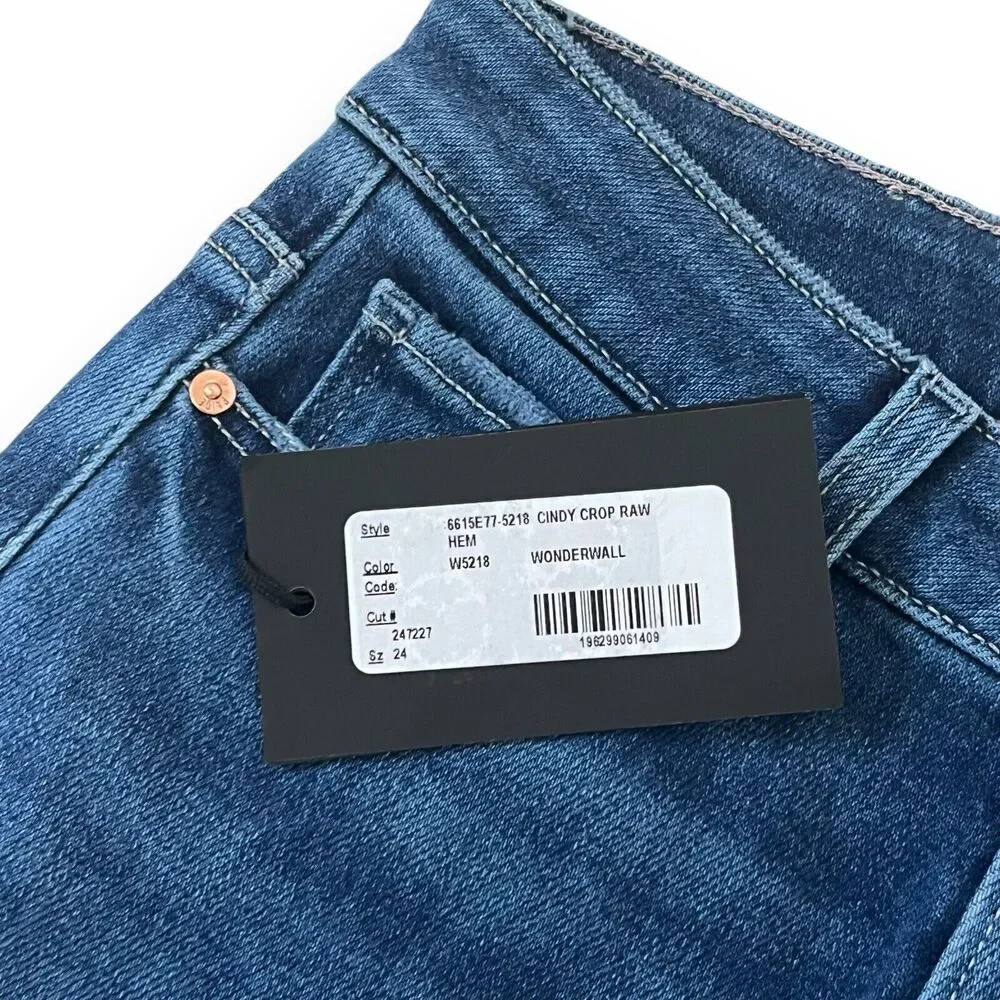 NWT PAIGE Cindy High Rise Straight Crop Jeans Womens 24 Wonderwall Dark Wash